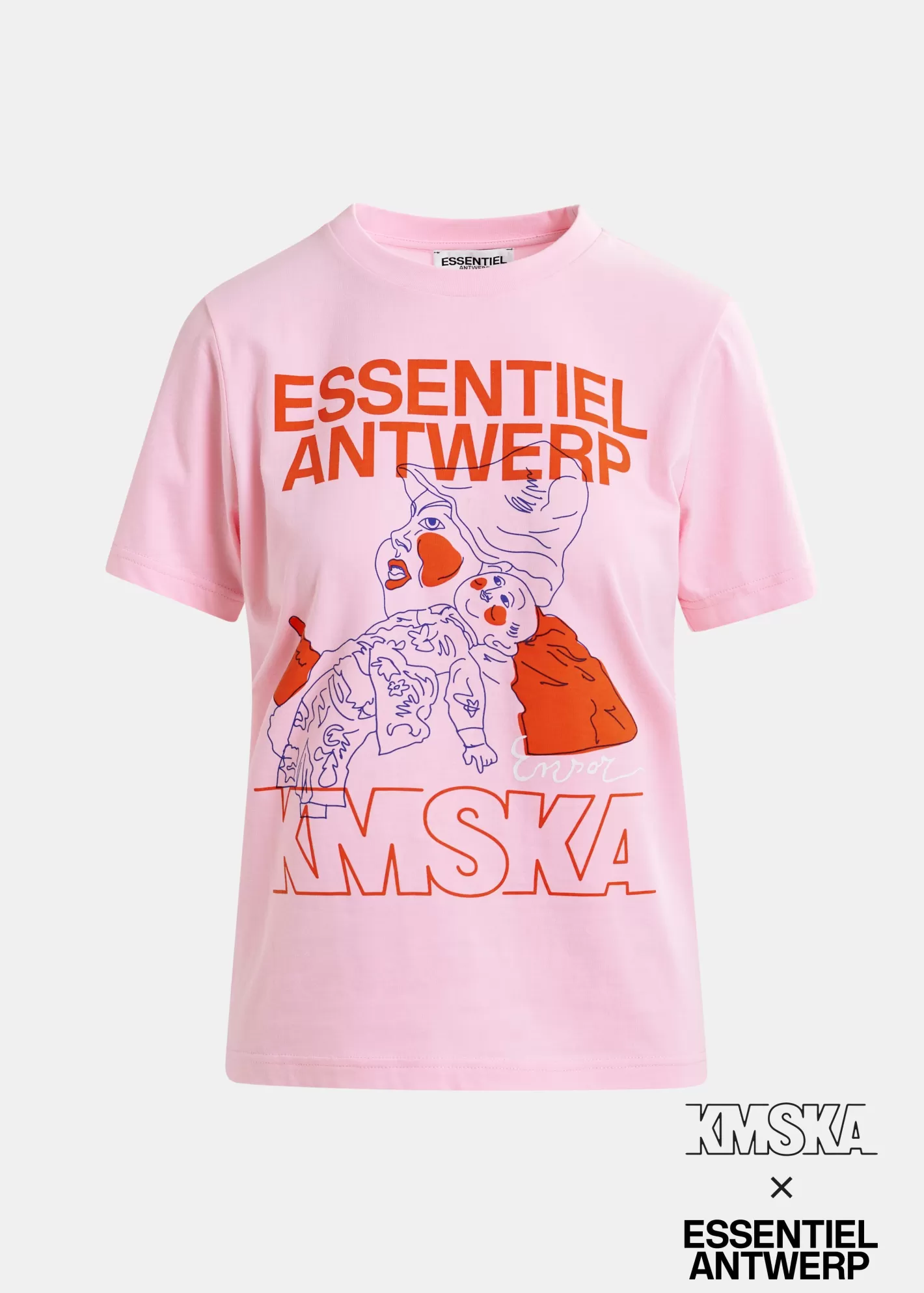 Online Pink organic cotton-jersey 'The Intrigue' T-shirt - collaboration with KMSKA KMSKA X Essentiel Antwerp | T-shirts