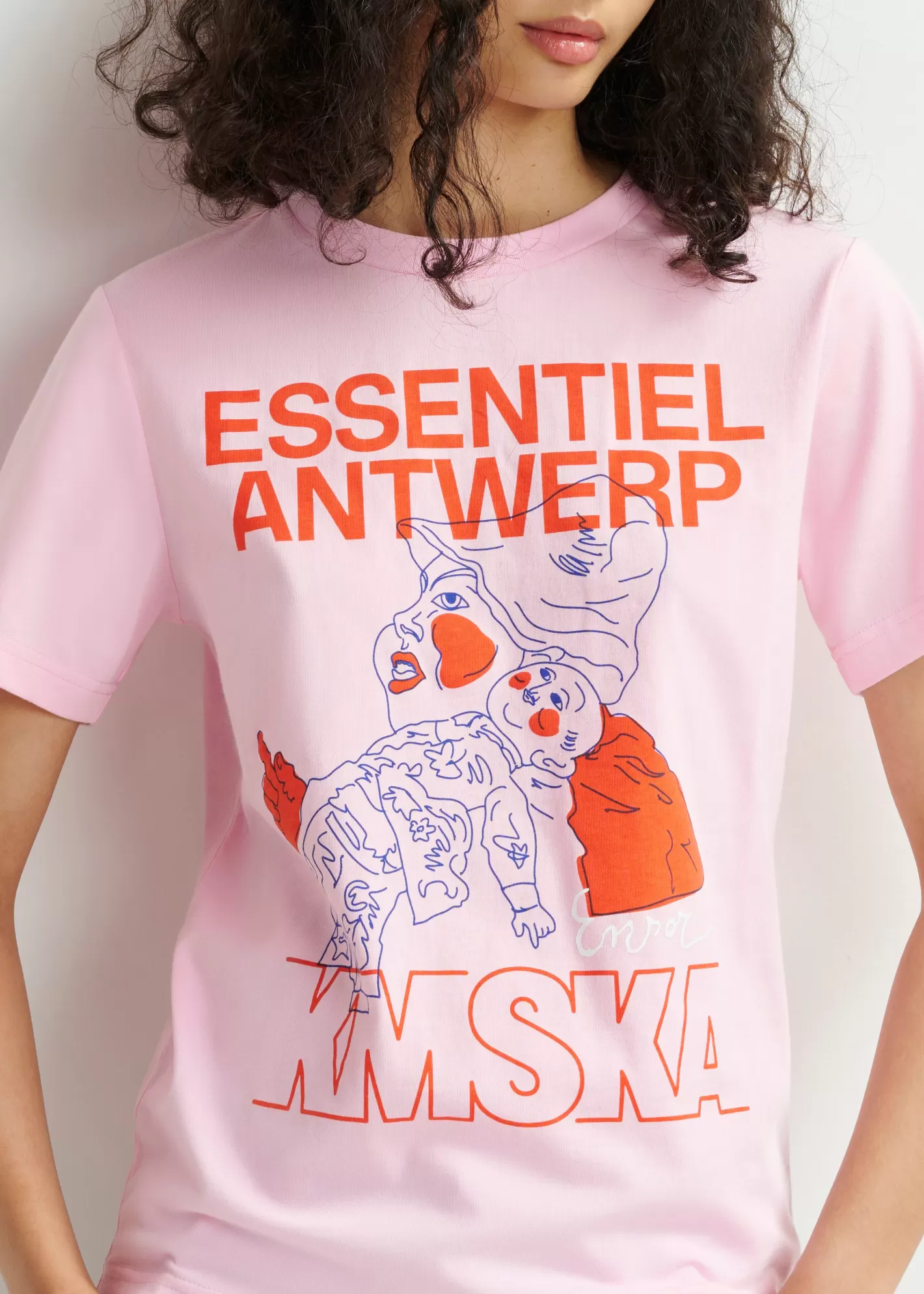 Online Pink organic cotton-jersey 'The Intrigue' T-shirt - collaboration with KMSKA KMSKA X Essentiel Antwerp | T-shirts