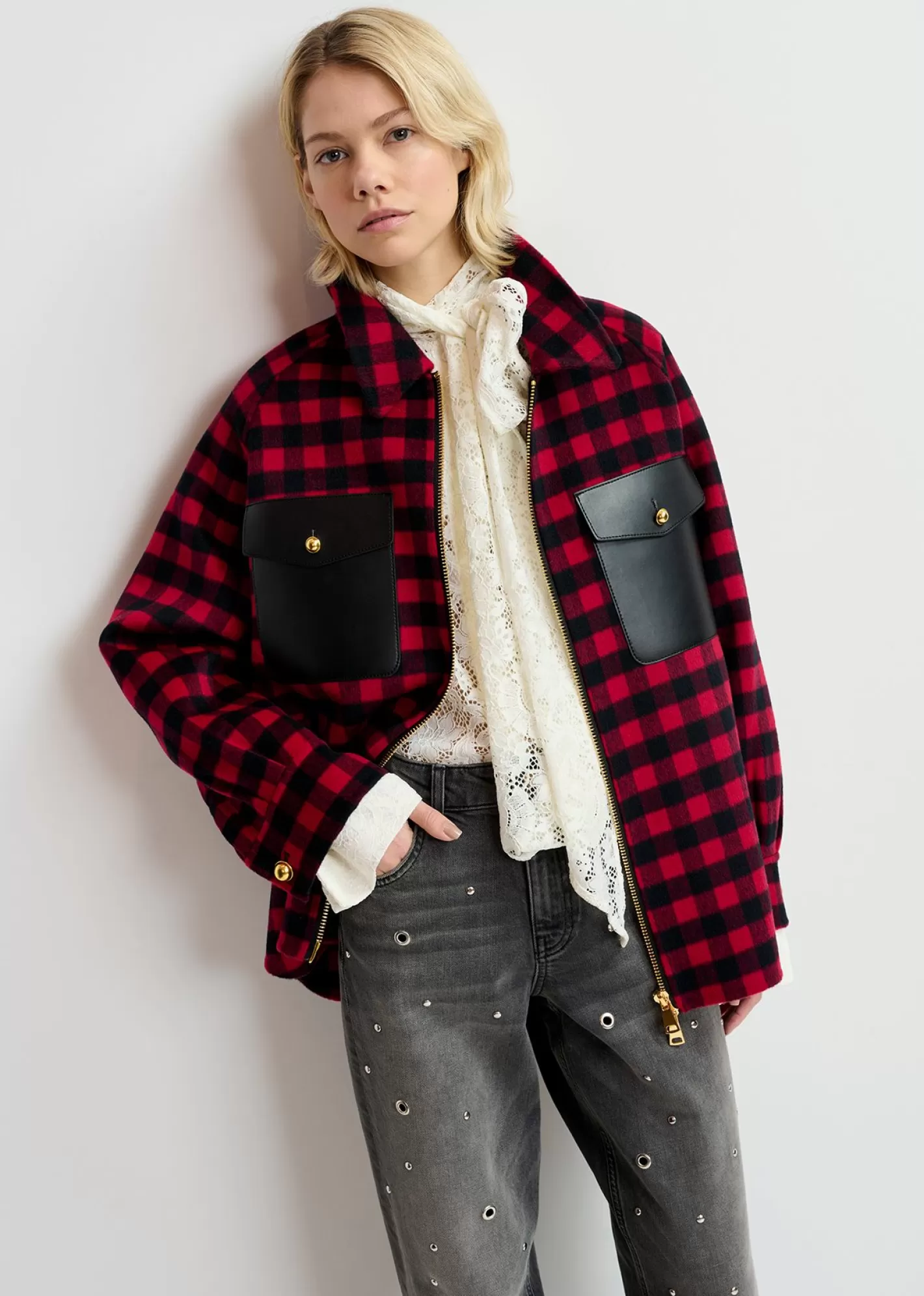 Online Red and black checked wool jacked Fall 2024 Collection | Coats & Jackets