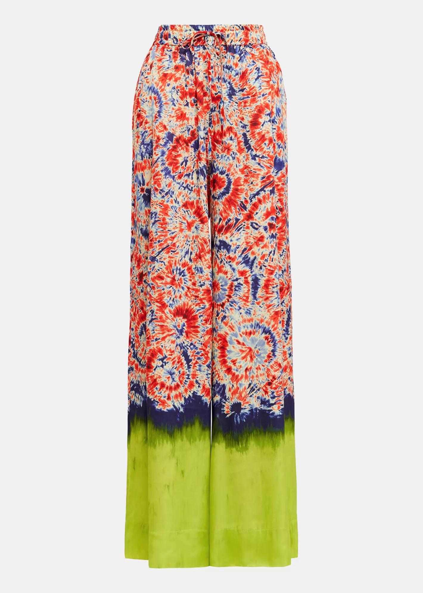 Flash Sale Red and blue printed wide-leg pants with dip-dyed effect Fall 2024 Collection | Prints