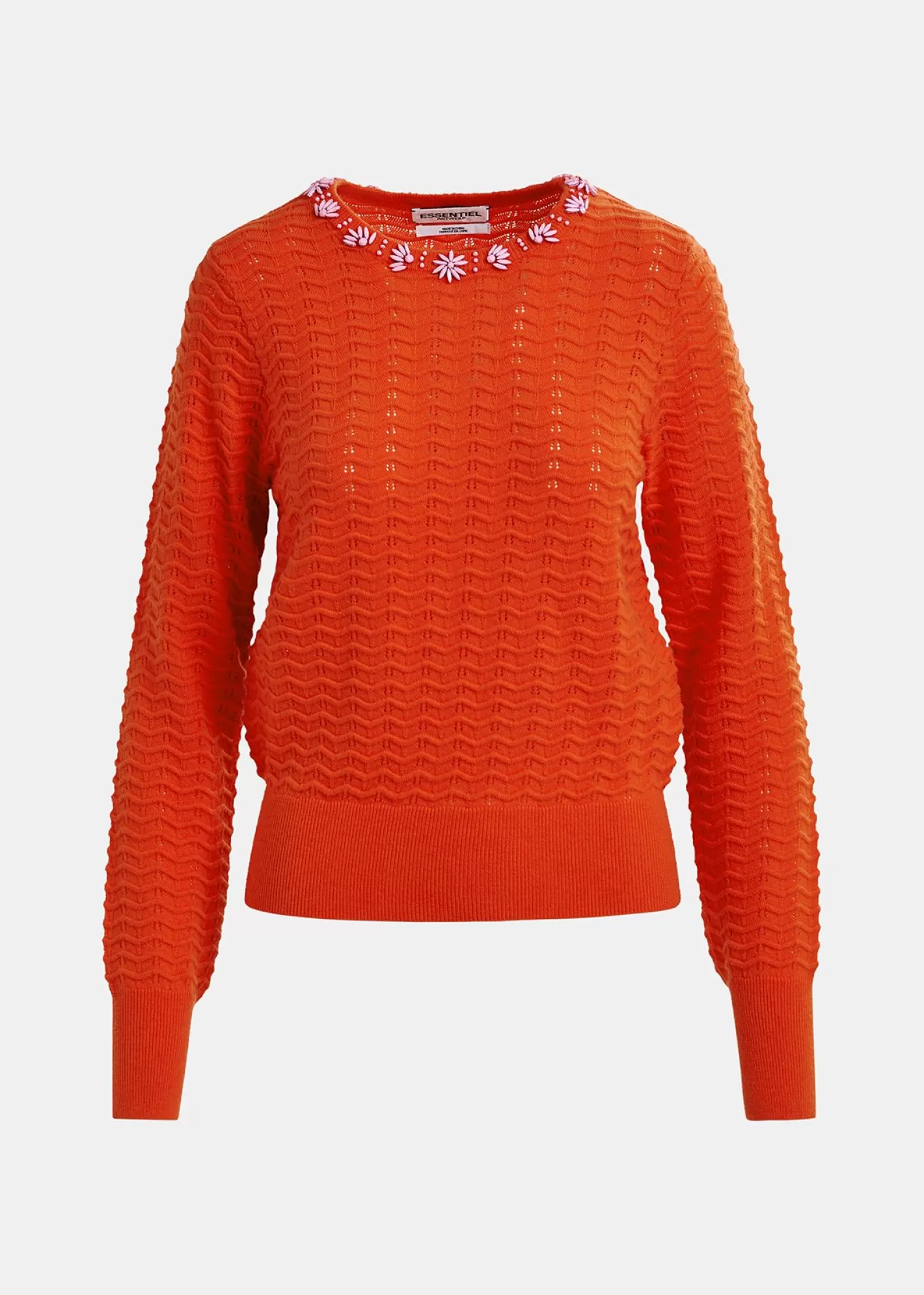 Sale Red knit sweater with embellished neckline Fall 2024 Collection | Sweaters & Cardigans