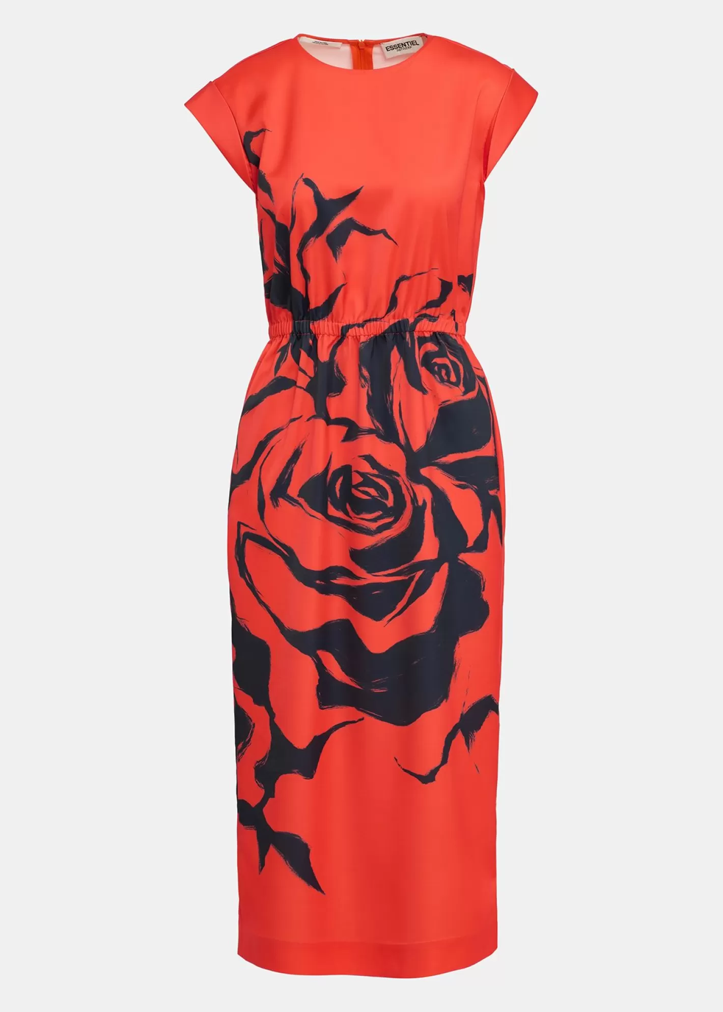 Flash Sale Red midi-length dress with floral print Fall 2024 Collection | Prints