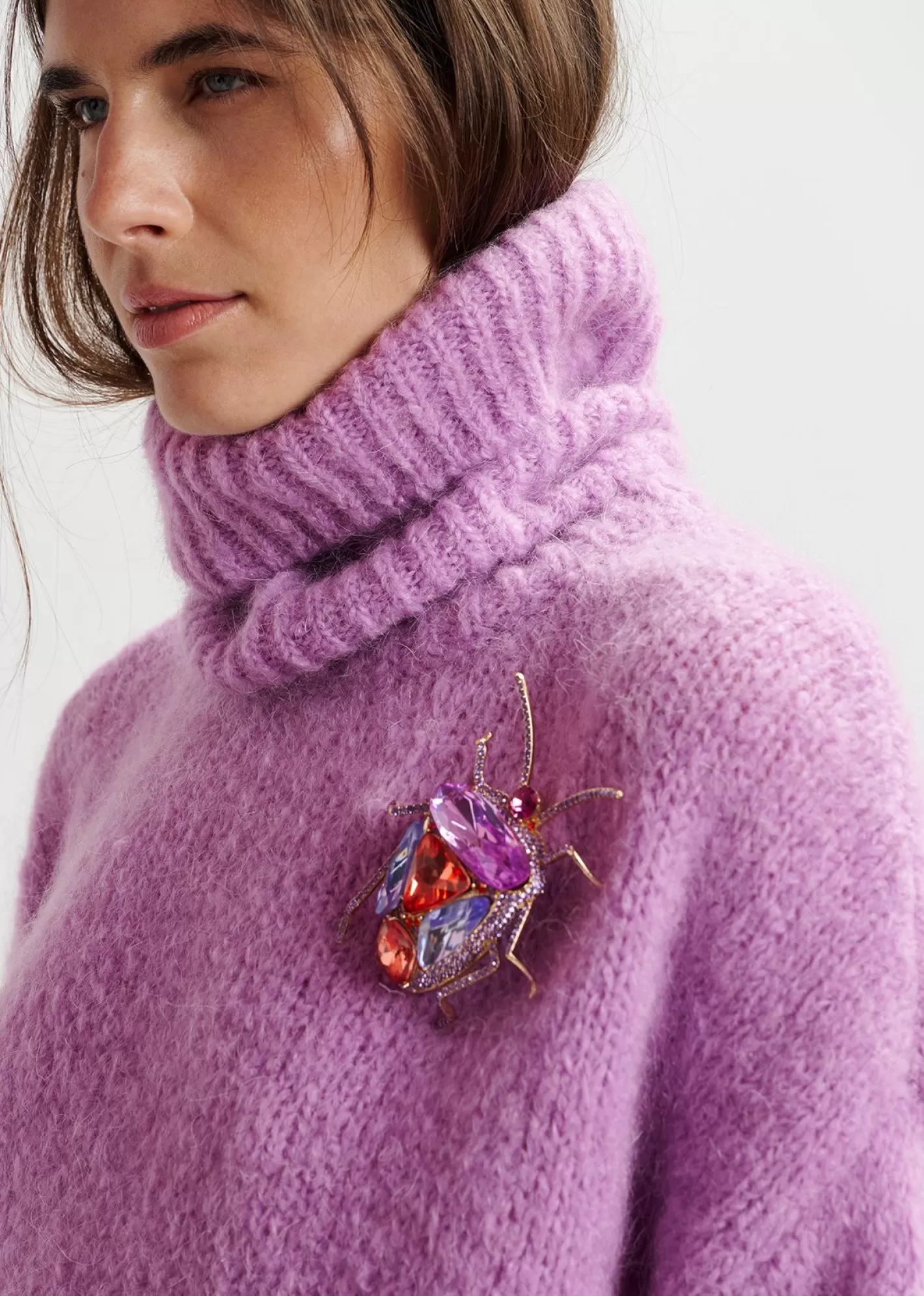 Online Red, purple and lilac rhinestone beetle brooch Fall 2024 Collection | Jewelry