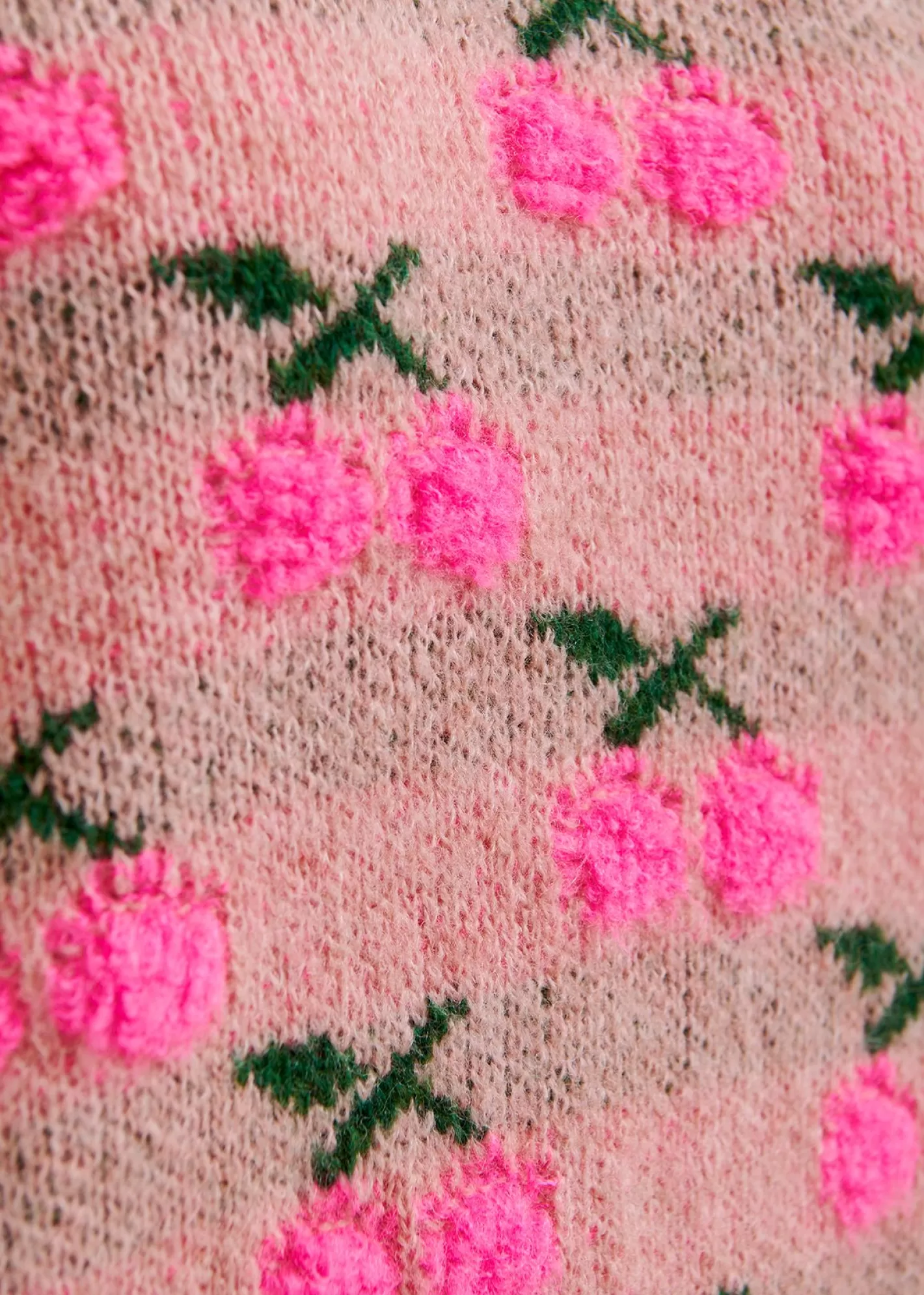 Cheap Vintage pink intarsia-knitted sweater with cherry pattern Prints | Sweaters & Cardigans