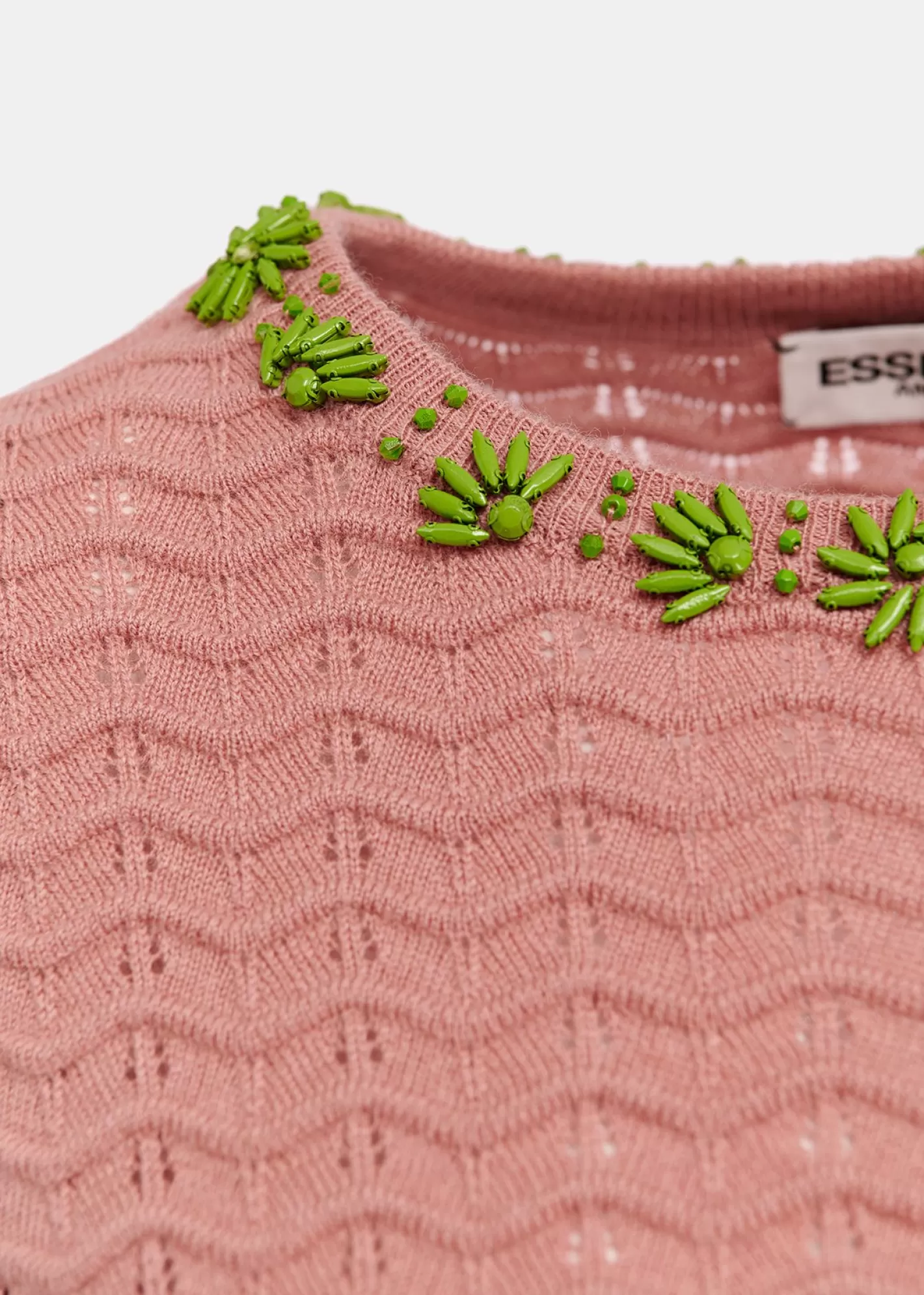 Store Vintage pink knit sweater with embellished neckline Fall 2024 Collection | Sweaters & Cardigans