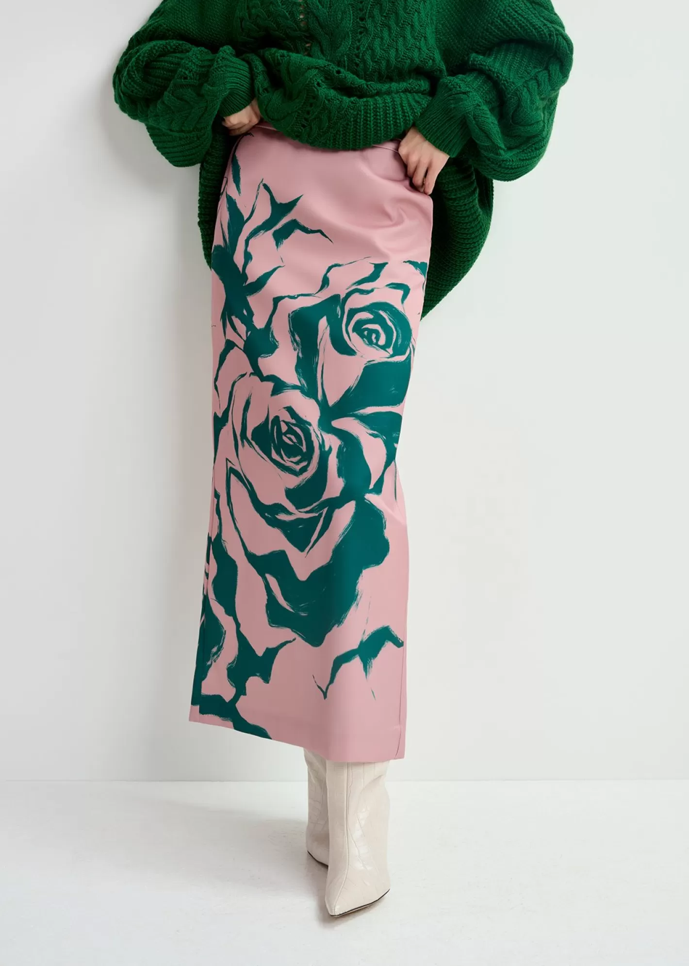 Sale Vintage pink maxi-length skirt with floral print Fall 2024 Collection | Prints
