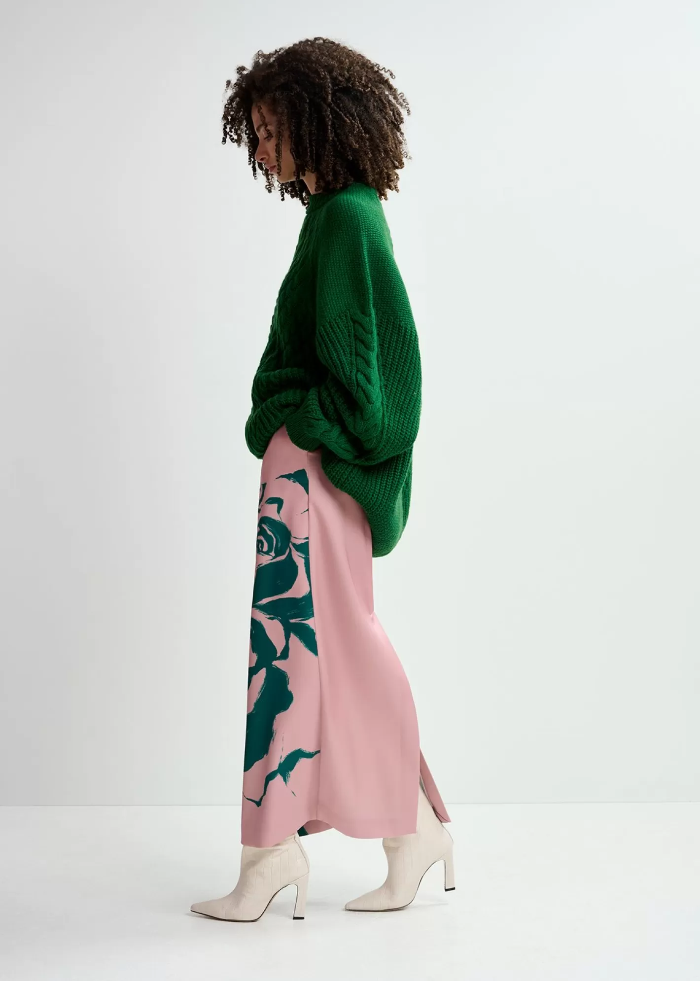 Sale Vintage pink maxi-length skirt with floral print Fall 2024 Collection | Prints