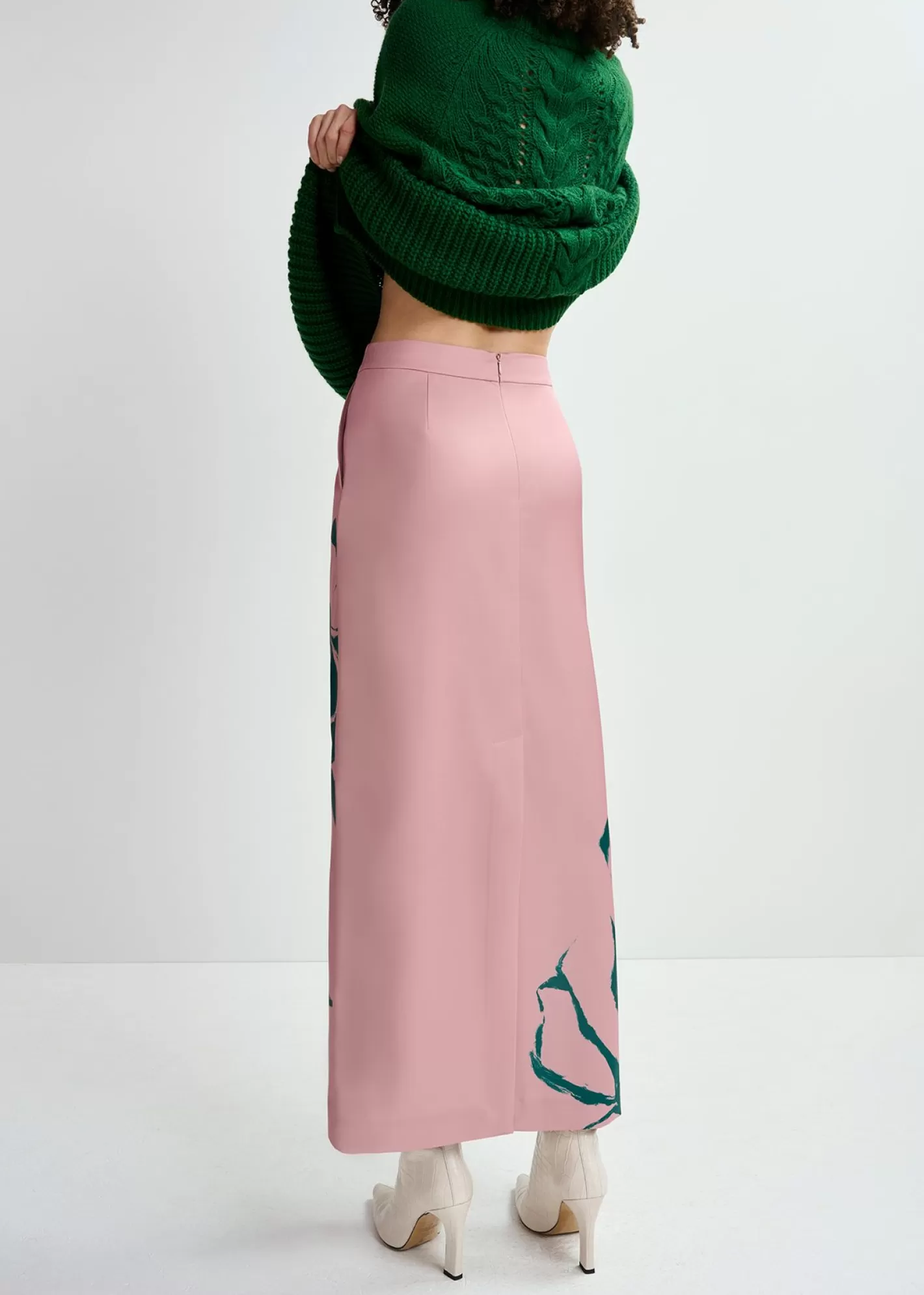 Sale Vintage pink maxi-length skirt with floral print Fall 2024 Collection | Prints