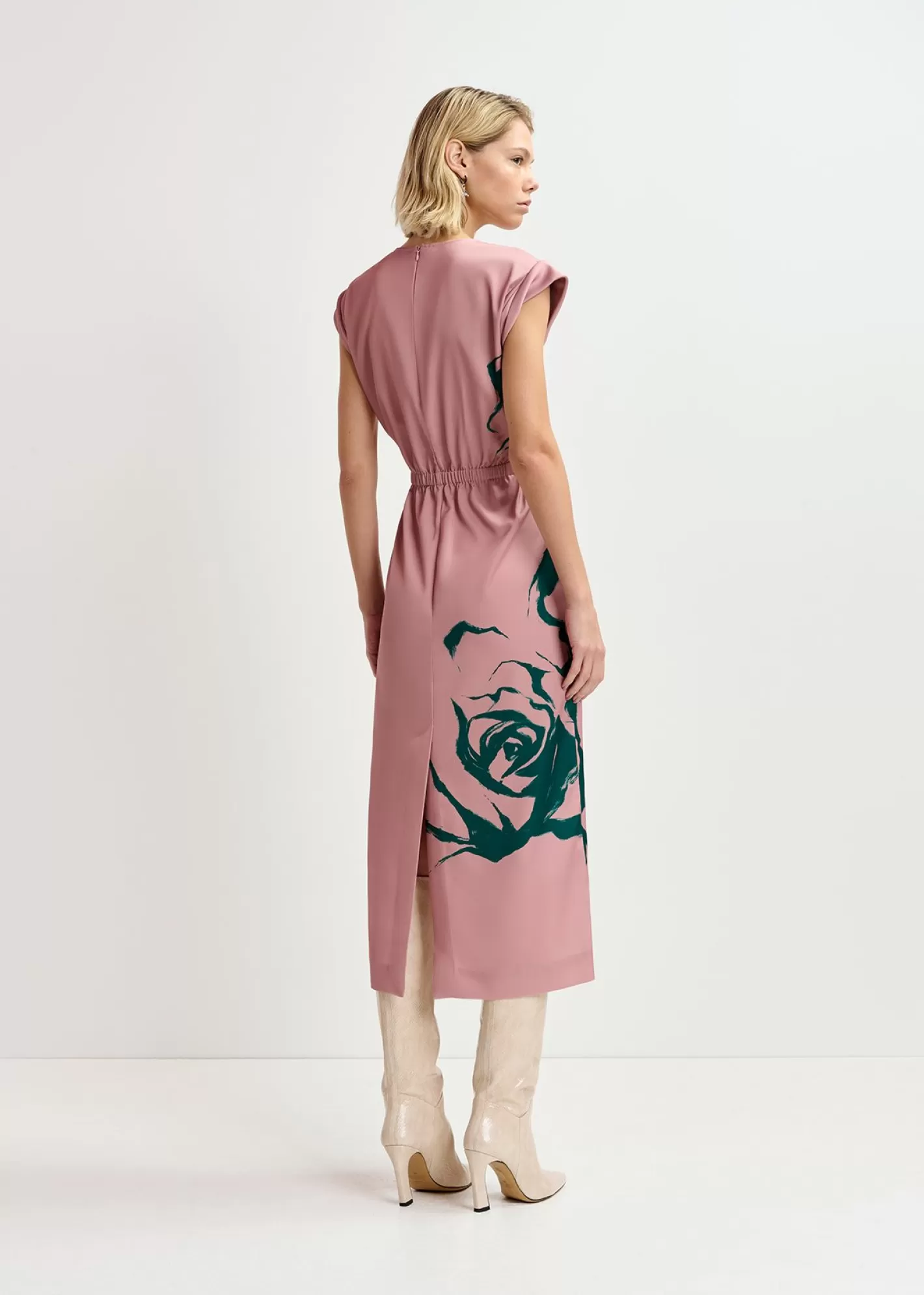 Hot Vintage pink midi-length dress with floral print Fall 2024 Collection | Prints